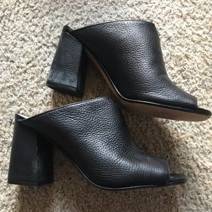 Vince Camuto peep toe mule heels